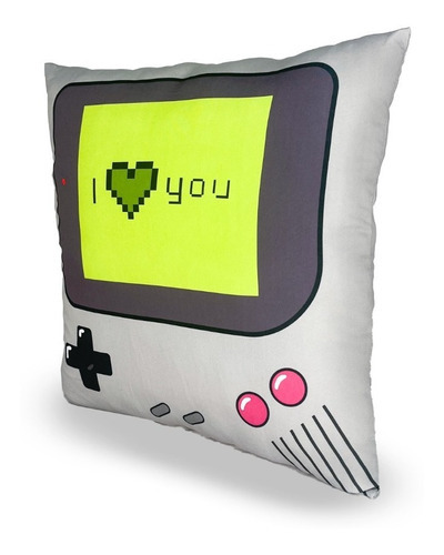Almofada Game Boy I Love You Video Game Presente Gamer Cor Cinza