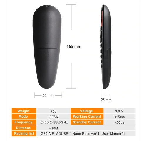 G30s Control Remoto Por Voz Giroscopio Air Mouse 2.4g