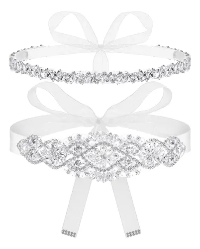 comprar 2 Peças Strass Vestido De Noiva Faixa Cinto Cristal