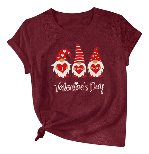 Dia San Valentin Camiseta Corta Para Mujer Blusa Tunica Tops
