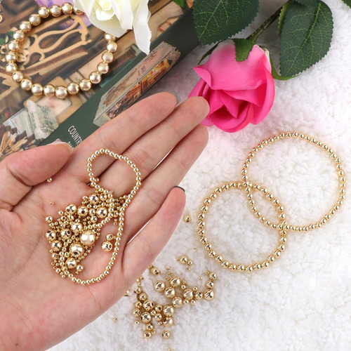 940pcs Cuentas De Oro,bola Lisa En Chapa De Oro Bisuteria