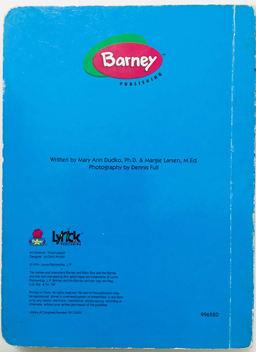 Barneys Book Of Opposites. Mary Dudko. First Edition 1994 (Usado)