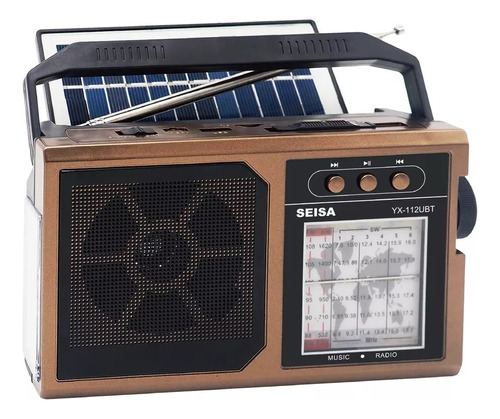 Radio Retro Am Fm Parlante Bluetooth Usb Sd Carga Solar Luz