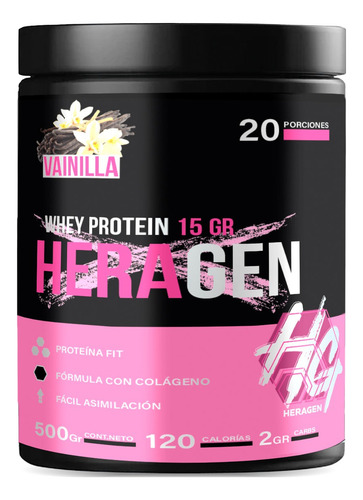 Proteína Heragen Isolatada Whey + Colágeno 500g 20servs Vainilla