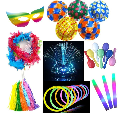 Combo Cotillon 50 Personas Fiesta 15 Luminoso Led Carnaval