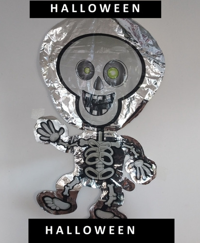 Globo Metalizado Para Halloween Tipo Esqueleto
