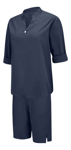 Conjunto De Camisa De Verano Con Mangas De Algodón Para Muje