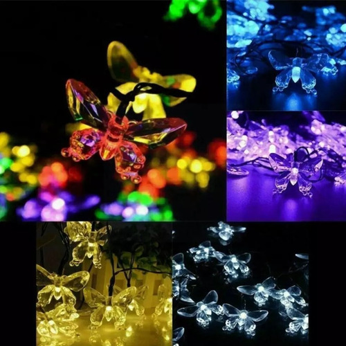 Luces Led Decorativas Diseño Mariposa Multicolor  Solar 