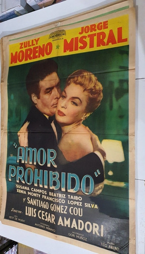 Antiguo Afiche De Cine Original Amor Prohibido- Sb