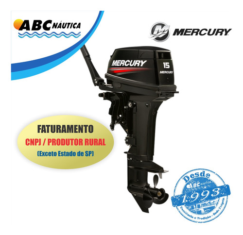 Motor De Popa Mercury 15hp Super Leia Anuncio - Pronta Entre