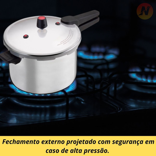 Panela Pressão Polida 10 Litros Tampa Fechamento Externo