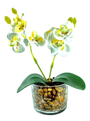 Mini Vaso Orquídeas Artificiais Brancas Aladim - Decoracao 