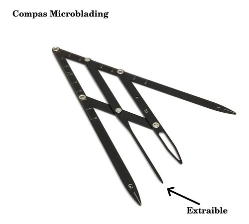 Imagen 3 de 10 de Kit Microblading Tebori, Compas O Regla Y Lapiz Dermografo
