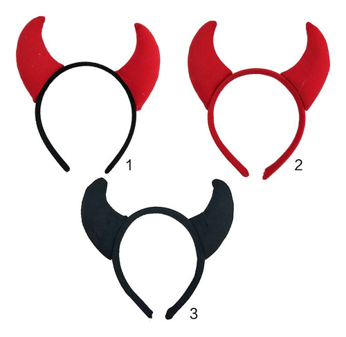 Diadema Con Orejas De Diablo - Negro Rojo
