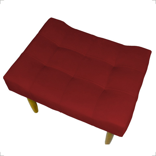 Puff Decorativo Retangular Requinte Pé Palito Suede Bege Cor Bordô