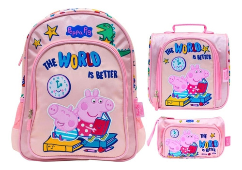 Pack Mochila Peppa Pig George Nido + Lonchera + Cartuchera