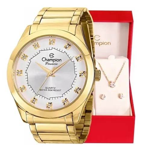 Reloj de pulsera Champion Elegance CN24075W de cuerpo color dorado