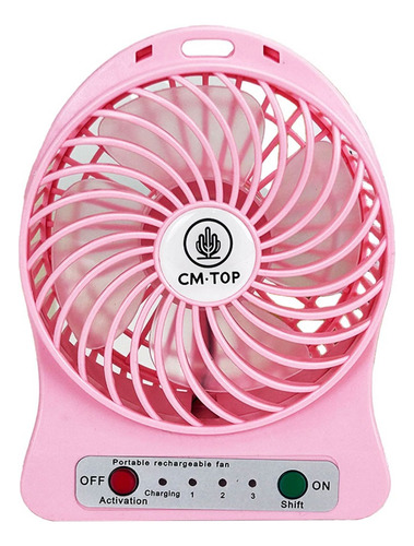 Ventilador De Escritorio Portátil Recargable Con Luz Led 11 Cm N/a Rosa Transparente Plástico 4