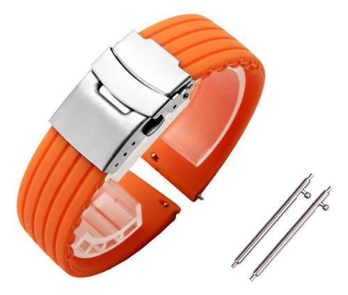 Pulseira Deployant Compatível Moto Watch 70 Black Moswz70-pb Cor Laranja