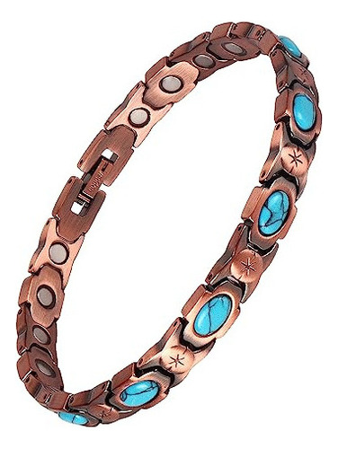 Stone Rock - Pulseras De Cobre Azul Turquesa Para Mujeres O 