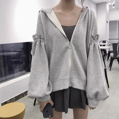 Chaqueta Tipo Sudadera Con Capucha De Gran Tamaño Para Mujer