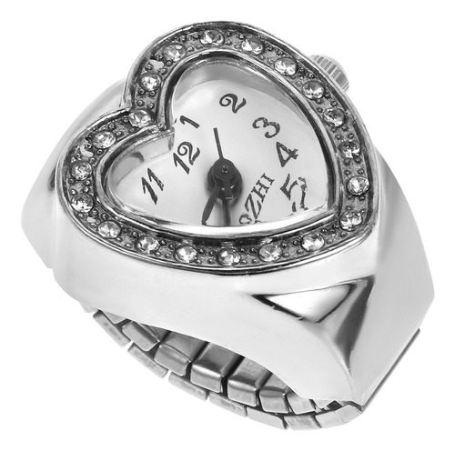 Reloj De Cuarzo Con Forma De Corazón Con Anillo Elástico Par