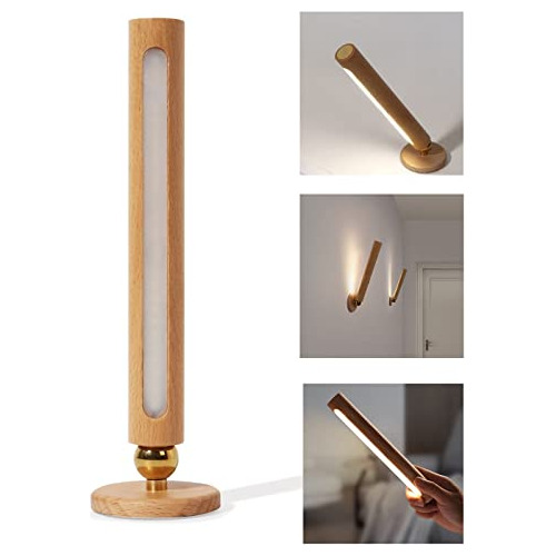 Lámpara De Pared Led De Madera Giratoria 360° Magnét...