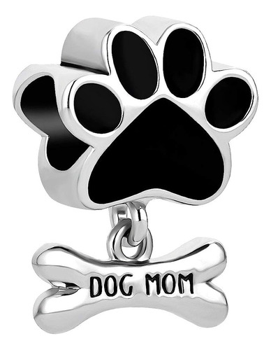 Lovelyjewelry Pet Love Dog Mom Black Charm Bead Para Pulsera