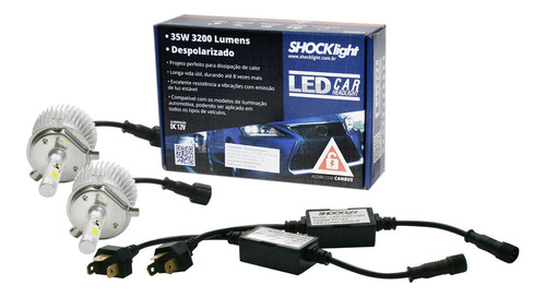 Kit Lampada Shocklight Led Headlight 2d H4 6000k 35w 