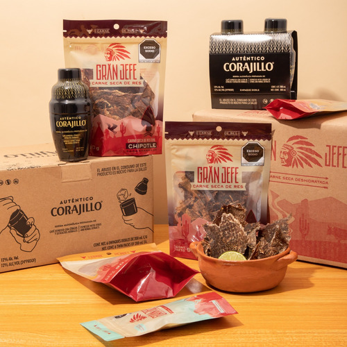 Carne Seca Sabores Mixeados 30g Con 40p + Caja Corajillo