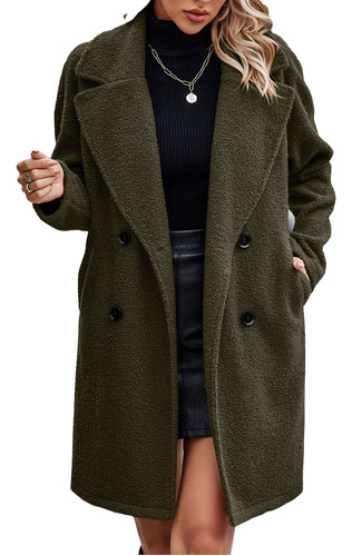 Abrigo De Invierno Con Doble Botonadura Para Mujer Green Xl