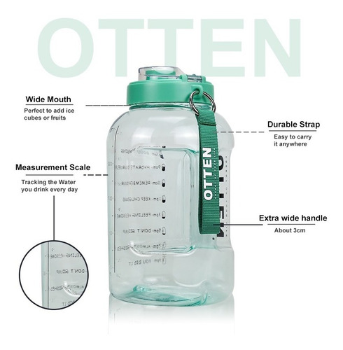 Imagen 2 de 4 de 2.5litro Botella De Agua Deportiva Motivacional Bpa Free