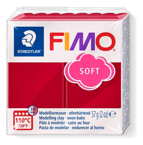 Fimo Soft Masa Moldeable Arcilla Polimerica X 56 Gramos Color 26 Rojo Cereza