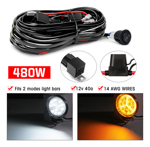 Kit Wg De Barra De Luz Led, 480 W, 2 Cables, Relé De 12 V, I