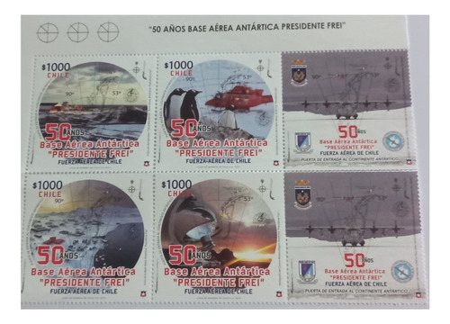 Estampillas 50 Años Base Aerea Antartica Presidente Frei