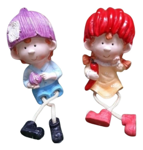 Casal Boneco Resina Casa E Jardim Enfeite Estatueta