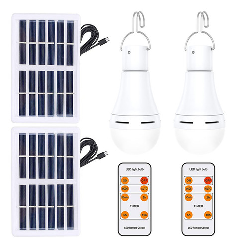 Bombilla Led Solar Para Acampar Al Aire Libre Con Luz Encend