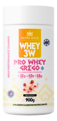 Whey Protein 3w Pro Whey Grego Nutra Gold 900g - Morango Morango