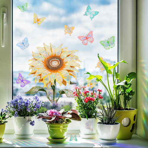 Adhesivo Para Ventana De Girasol, Mural De Ventana De 1 Flor