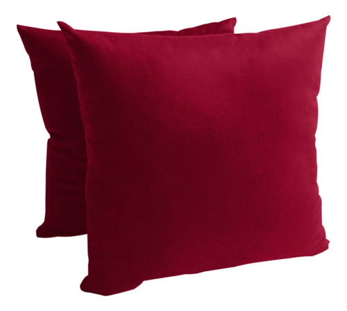 2 Capas Almofada Veludo Cores Lisas Decoração 45x45cm Cor Vermelho