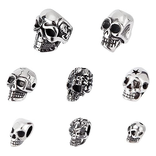 Abalorios De Calavera De Acero Inoxidable - 8 Estilos D...