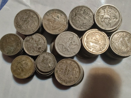 110 Monedas Chile Níquel 10-20 Centavos Diferentes Años 