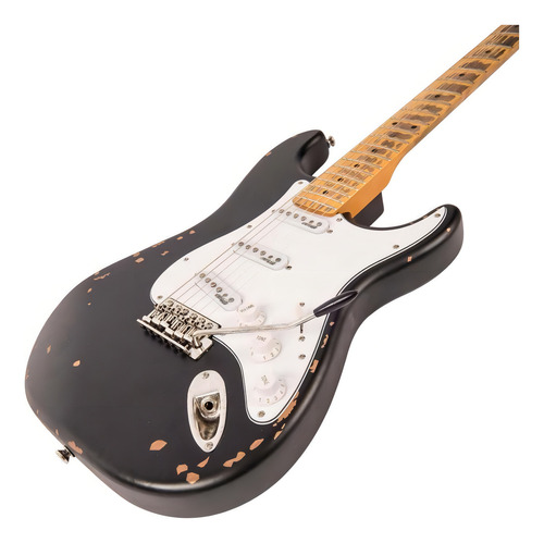 Guitarra elétrica Vintage Icon Series V6 de choupo boulevard black com diapasão de pau-rosa