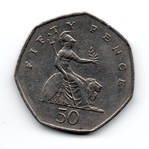 Inglaterra Gran Bretaña Moneda 50 Pence Año 1997 Km#940.2