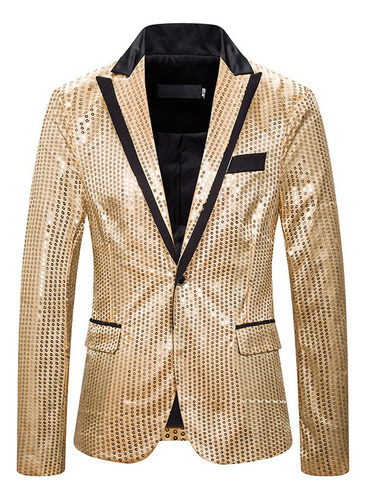 Blazer Para Hombre, Con Solapa, Vestido De Lentejuelas, Club