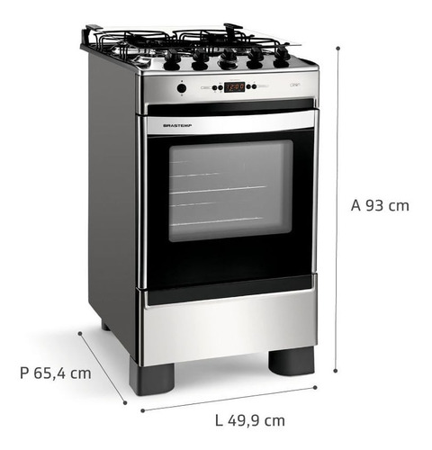Fogão Brastemp 4 Bocas Cor Inox Com Timer Digital - Bfo4tar