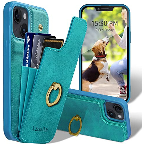 Xcasebar Para iPhone 14 Plus 6.7  Funda Wallet Con [360 Rota