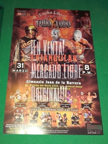 Cartel Programa Lucha Libre Máscaras Santo Vs Solitario !