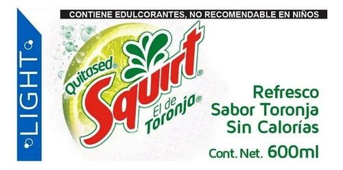 16 Pzas Refresco Squirt Light Sabor Toronja 600 Ml