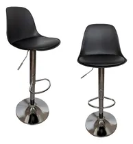 Comprar Set De 2 Bancos Altos Con Respaldo Barra Desayunador Cocina Color Negro